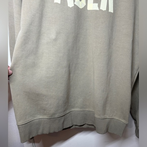ADER ERROR Tape Logo Spellout Beige Green Pullover Sweatshirt Size A1 US Size S - Picture 9 of 15